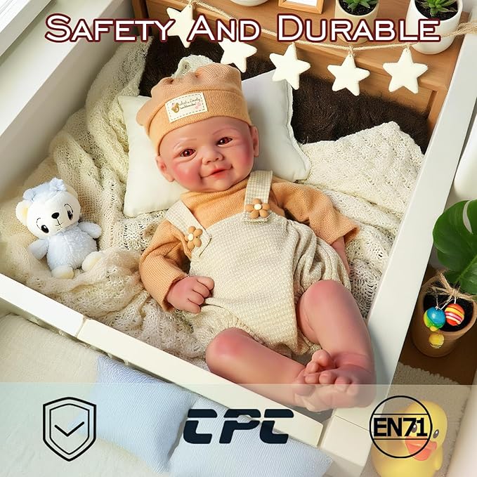 Full Silicone Baby Dolls,16.65 in Silicone Realistic Newborn Baby Doll, Non Vinyl 1:1 Lifelike Reborn Sleeping Dolls (Bella-Nude)
