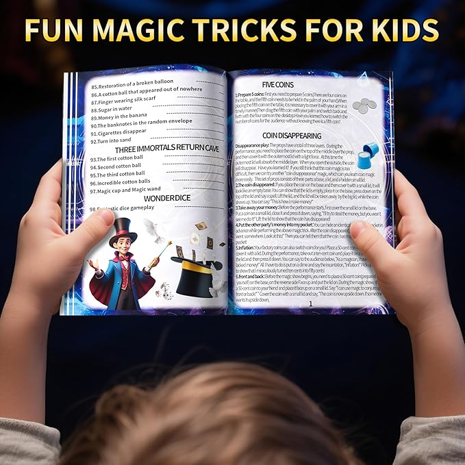 Magic Kit for Kids 6-8-10-12, 130 Magic Tricks Set for Kids with Magician Costume and Magic Wand, Halloween Christmas Birthday Gifts Toys Magic Set for Ages 6 7 8 9 10 11 12 Years Old Boys Girls Kids