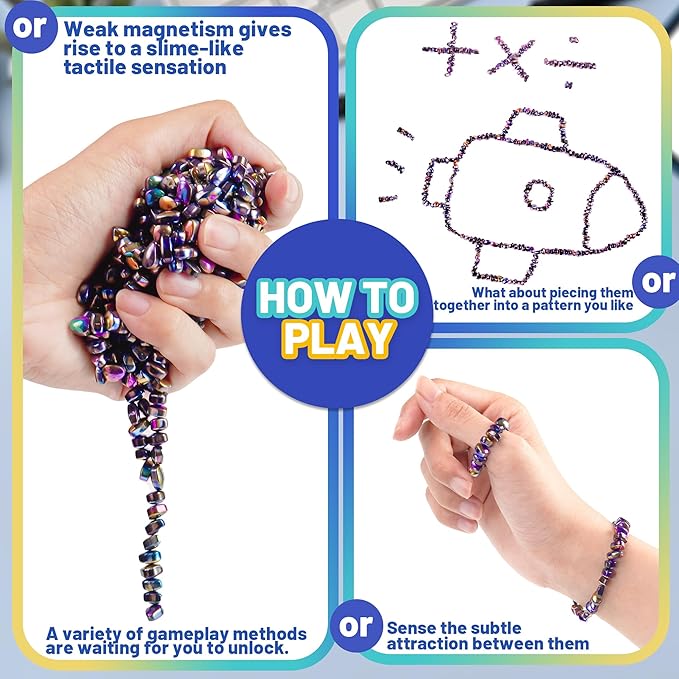 Magnetic Fidget Balls Adult Gift for Teen Boy, 500pcs Weak Magnet Beads Toy Metal Ferrite Putty Quiet Office Desk Stress Anxiety Relief Items Cool Gadget Stuff Sensory Stones for ADHD Autism Autistic