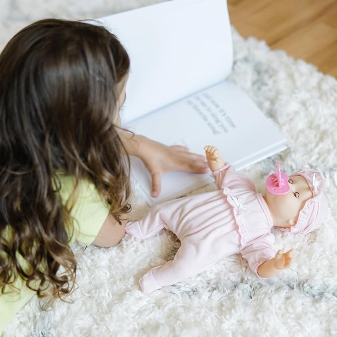 Melissa & Doug Mine to Love Jenna 12" Baby Doll with Moving Eyes, Thumb & Pacifier Sucking Action, Doll Clothes & Accessories, Toddler Toys for Girls & Boys Ages 18 Mo+