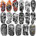 Motorcycle Temporary Tattoos for Adults and Kids, 77 Waterproof Fake Tattoos, 17 Half Arm Sheets and 60 Small Sheets Motocross Racing Rider Dirt Bike Skull Design