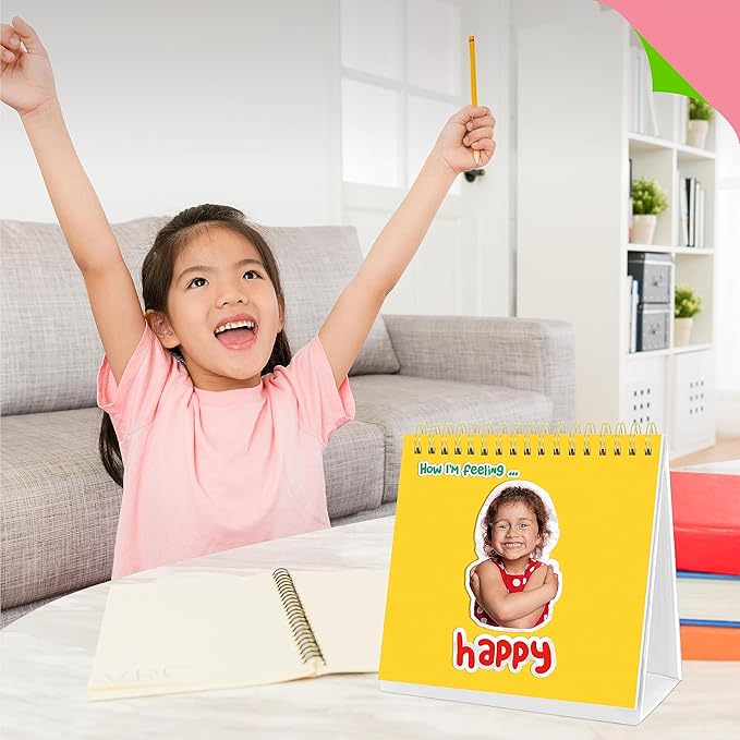 Emotions Flip Chart, 25 Different Moods with Coping Skills-Learn to Identify Various Moods, Real Person Feelings Flipbook for Kids with Autism, ADHD -Educational Tools for Therapy, Classroom, Home Use