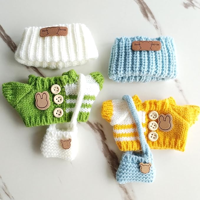 15cm & 17cm Doll Clothes Outfits Set - Premium Dress Up Bundle with Exquisite Accessories | Soft Fabric Fashion Doll Costume for 15-17cm Dolls (2set Yellow+Green)