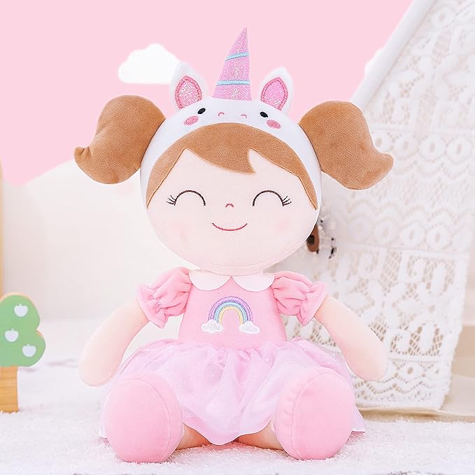 Gloveleya Unicorn Plush Doll – Spring Girl Baby Doll Gifts, Soft Stuffed Unicorn Toy, Pink Fantasy Plush Doll for Girls, Birthday Present, Nursery Decor, 14 Inch
