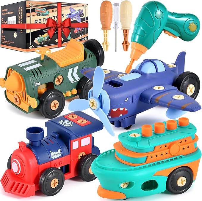 Take-Apart Electric Building Toys Car, Toddler & Kids Tool Set with Motor & Electric Drill, STEM Educational Construction Toy for Ages 3+, Enhances Hands-On Skills for Preschool & Kindergarten Boys