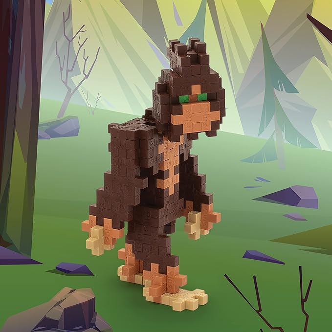 Plus Plus 3D Puzzle Cryptid Construction Building Block Set, Fun Fantasy Figures Stem Toys for Kids, 70 Interlocking Pieces - Bigfoot Mini Maker Tube
