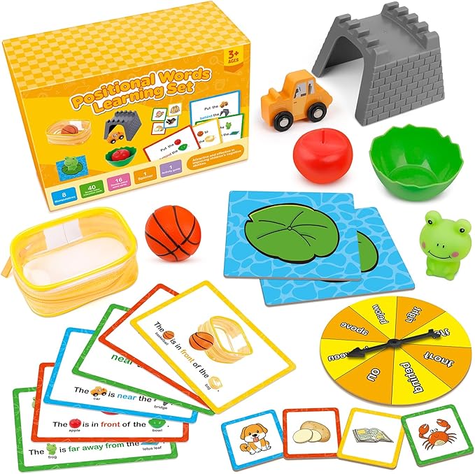 Positional Word Learning Set|Manipulatives Match Games|Educational Games for Kids Ages 4|STEM Learning Activities| Flash Cards for Toddlers 3-5|Fine Motor Skills|Speech Therapy Toys