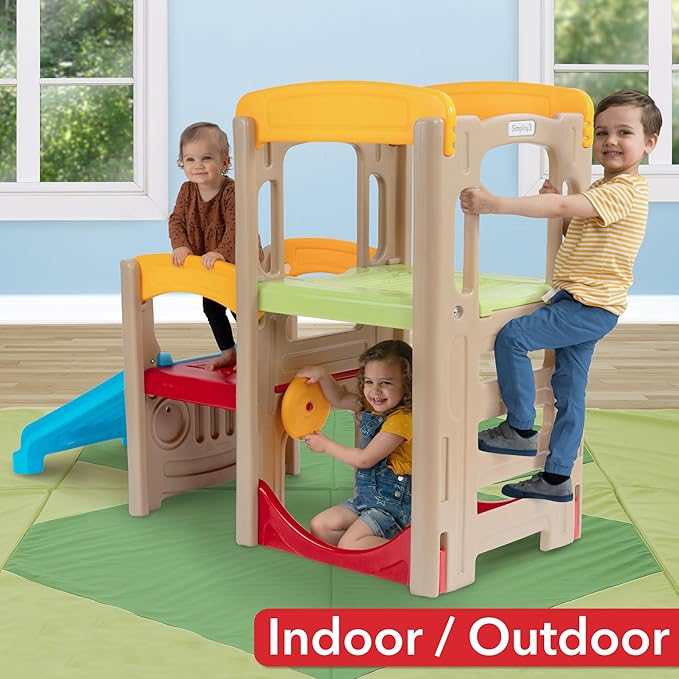 Simplay3 Young Explorers Adventure Climber and Slide - Indoor Outdoor Backyard Playset for Toddlers and Kids