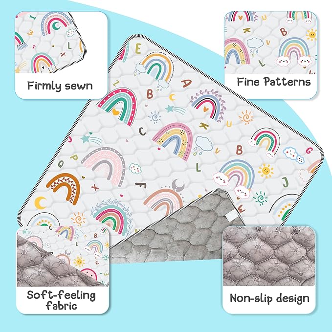 Baby Play Mat，Thick Soft 71" X 59" Playpen mat, Non-Slip and Machine Washable Baby Play Mats for Floor，Crawling Mat for Babies, Toddlers & Infants to Play and Learn (Rainbow)