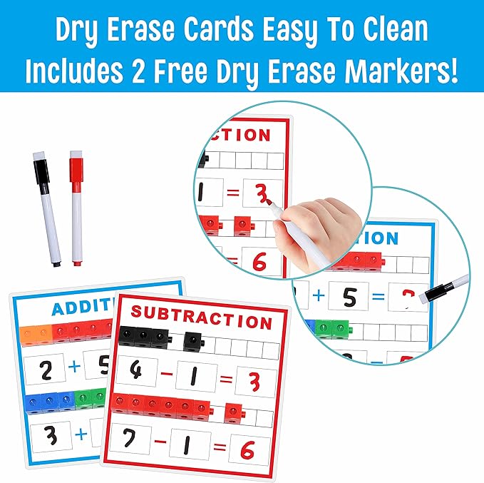 SpriteGru Math Linking Cubes, Math Cubes Manipulatives with Activity Cards Linking Cube Math Counters for Kids Kindergarten Learning Activities