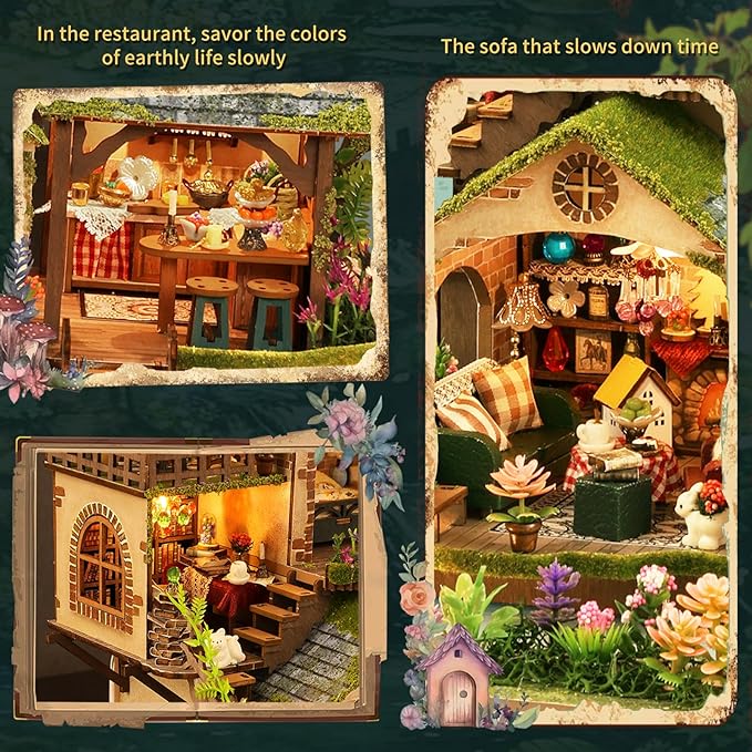 Miniature House Kit, 3D Wooden Puzzles for Adults, DIY Miniature Kit, Dollhouse Kit, Mini House Building Kit, Doll House Kits for Adults Teen to Build (Forest Adventure)