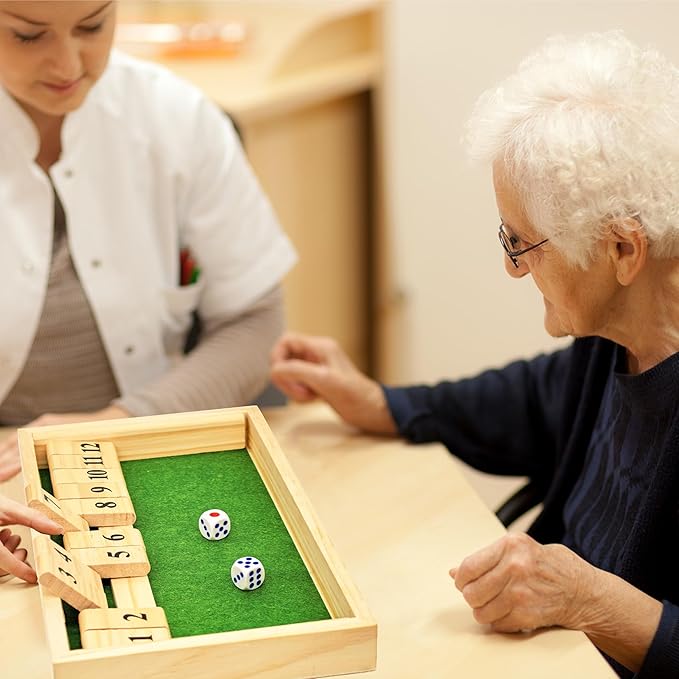 Alzheimers Products for Elderly, 12 Numbers Memory Games for Dementia Patients Seniors, Wooden Shut The Box Dementia Products for Elderly, Fidget Sensory Busy Board Gadgets Gifts Activities
