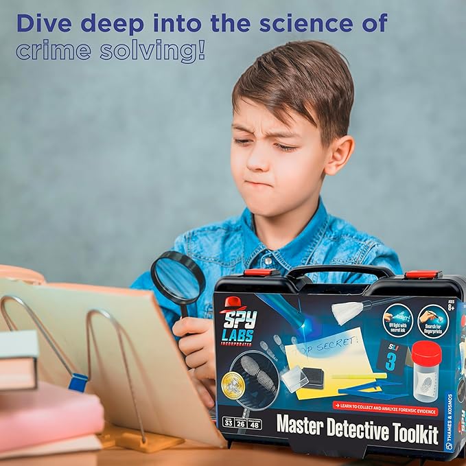 Spy Labs Master Detective Toolkit V2 | Forensic Science Kit | Gather & Document Evidence, Play | Fingerprints, Footprints, Tire Tracks | 32-Page Experiment Storybook