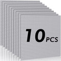 Classic Baseplates Building Plates-Pack of 10 Large 10" x 10" Building Bricks Compatible with All Major Brands,Perfect STEM Gift for Builders Age 3+,Grey