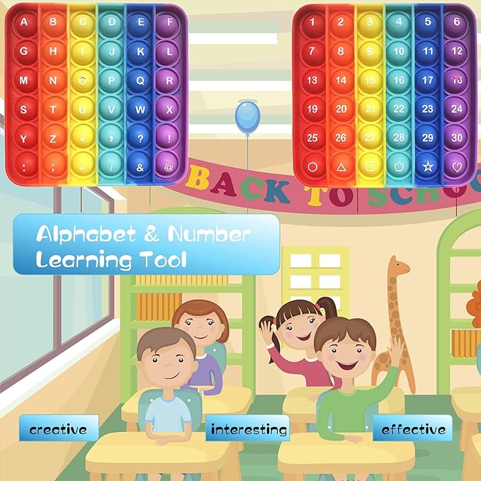 Alphabet Popper Fidggety Toy, Stress Relief Sensory Popping Game, Preschool Montessori Uppercase Lowercase Matching Game, ABC Letter Learning Educational Block (1 pcs Alphabet+Number)