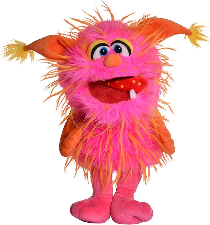 Living Puppets 15-Inch Plush Pink & Orange Friendly Monster Hand Puppet - European Design, Ultra-Soft and Cuddly, Promotes Child Development, Recommended for Boys and Girls