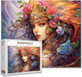 Tucocoo 1000 Piece Jigsaw Puzzles for Adults Fairy Girl Portraits Painting Puzzle Beautiful Flowers Female Puzzles for Challenging Family Activity Game Colorful DIY Puzzle Wall Decor Gifts