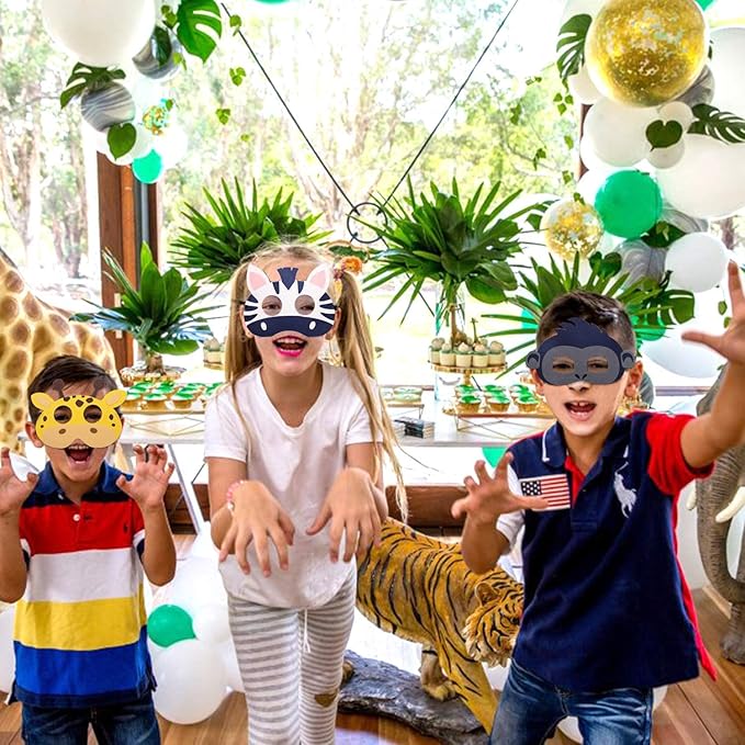 CiyvoLyeen Party Animals Felt Masks Jungle Farm Forest Animals Theme Birthday Party Favors Party Supplies for Boys or Girls