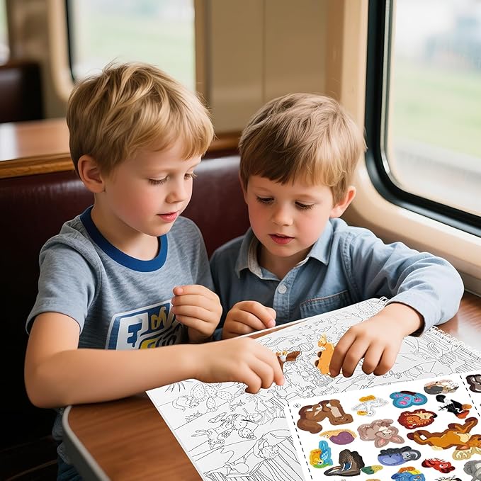 Find The Animal Sticker Book for Kids Ages 2-4, Include 20 Theme Stickers for Kids, Learning & Educational Toy, Find Over 400+ Hidden Object, Airplane Toys for Toddlers 3-5, Preschool Activities