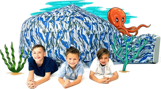 The Original AIR FORT Build A Fort in 30 Seconds, Inflatable Fort for Kids (Ocean Camo)