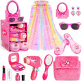 Princess Light Up Cape Dress Up Shoes, Kids Pretend Makeup Set for Girls Pretend Play Beauty Hair Salons Toys Gift for 3-6 Toddler Little Girls