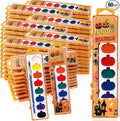 Halloween Pumpkin Watercolor Paint Set for Kids 8 Washable Colors with Brushes Water Color Painting Kit for Halloween Painting Kit Gift Party Supplies (60 Pack)