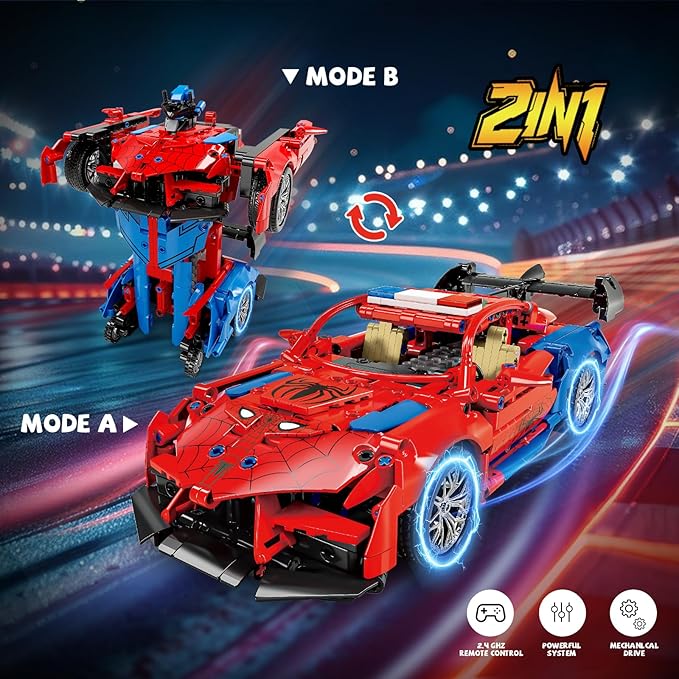 2 in 1 Remote Control Racing Car Building Blocks, Compatible with Lego STEM Toy Building Toys 694 PCS, Gifts Toys for Age 6-12 Years Old Kids Boys
