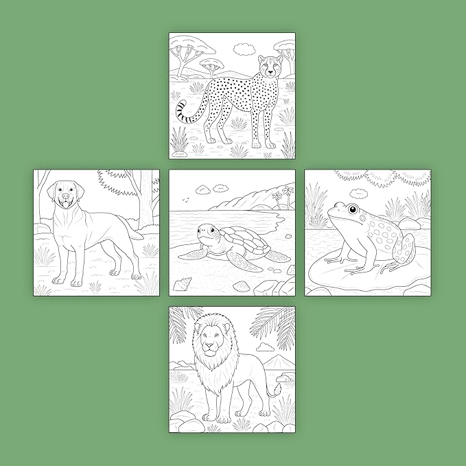 ArtPops Coloring Boxes – Pop-Up Pre-Printed Coloring Box Set – DIY Wall Art Kit for Kids – Eco-Friendly, Easy to Hang, No Frame Needed – 5-Pack, Animal Kingdom