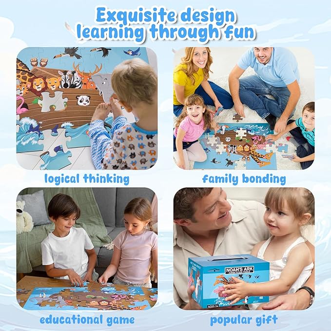 LovesTown Floor Puzzles for Kids, Jumbo Animal Puzzle, Educational Learning Toys for Family Entertainment and Preschool Education, 48 PCS 3 x 2 Ft