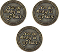 Bulk Set of 3 Romantic Love Expression Coins, You are Always in My Heart, Even Though We are Apart, Anniversary Pocket Tokens for Date Night, Love Gift for Men & Women, from Him or Her