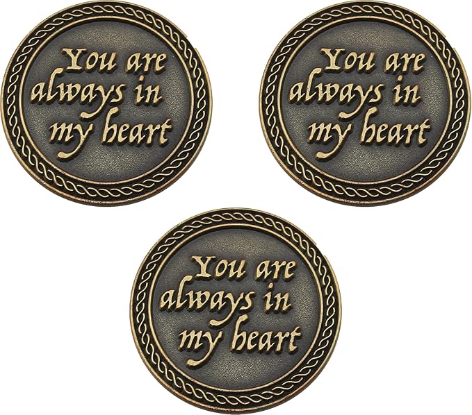 Bulk Set of 3 Romantic Love Expression Coins, You are Always in My Heart, Even Though We are Apart, Anniversary Pocket Tokens for Date Night, Love Gift for Men & Women, from Him or Her