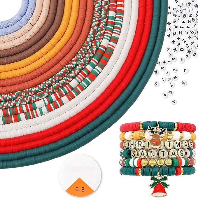 ADIIL 7200pcs Clay Beads Bracelet Making Kit, 6mm Polymer Heishi Beads for Jewelry Making, Friendship Bracelet Kit Birthday Gift for Adults Christmas
