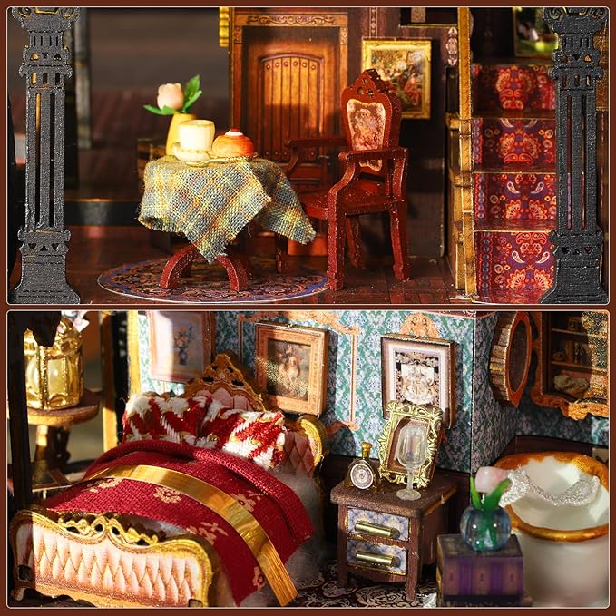 Miniature House Kit, Tiny House Kit with LED, DIY Mini House Building Kits for Adults to Building, Unique Gift for Birthday Christmas, Ancient Castle