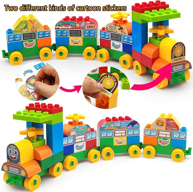 150 Pcs Classic Building Blocks Set for Toddlers 3-6, Large Building Bricks Train Educational Toy STEM Toys Compatible with Major Brands Gift for Kids