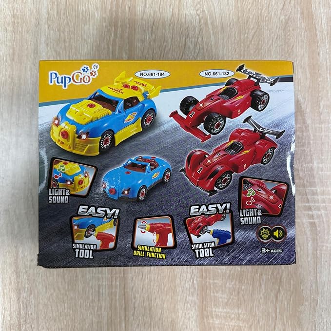 Construction Toys for Boys Age 3-8, Take Apart Toy Car Racing, 30 Pieces Building Toys with Electric Drill, Build Your Own Car with Realistic Sounds & Lights, STEM Gifts Kids (4 Spare Screws)