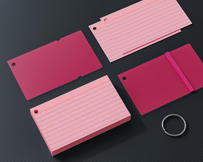 Colored Index Cards 3x5, YIZUUN Flash Cards with Ring, 200 PCS, Ruled Note Cards, Flash Cards for Studying, 3x5 Note Cards for Office, Home, School