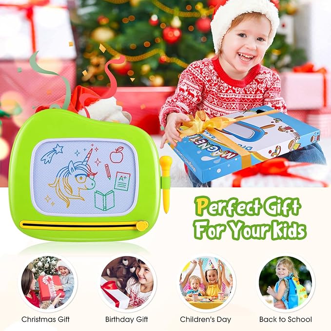 Smasiagon Toddler Toys Age 1-2 Year Old Boys Girls, Magnetic Drawing Doodle Board Pad Educational Learning Toys for 1 2 3 Year Old Boys Girls Gifts Birthday Party (Green)