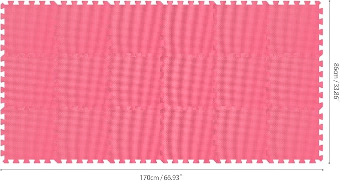 qqpp EVA Rubber 18 Tiles Interlocking Puzzle Foam Floor Mats - Baby Play Mat for Playing | Exercise Mat for Home Workout. Red. QC-Ib18N