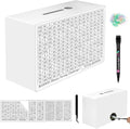 Wooden Money Saving Box, Cash Savings Box for $10000 $5000 $3000 $1000 $800 $500 Target Money Saving Challenge, Money Box with Counter/Dry Erase Pen/Savings Trackers/Rubber Band -White