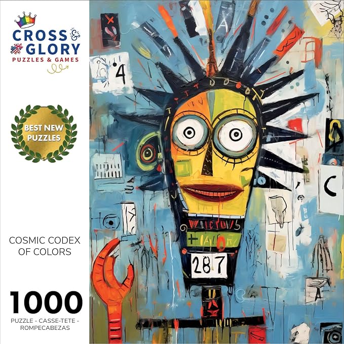 Cross & Glory - Cosmic Codex of Colors - 1000 Piece Jigsaw Puzzle for Adults | Neo-Expressionism Art | Vibrant | Coolest Brain-Teasing Puzzle