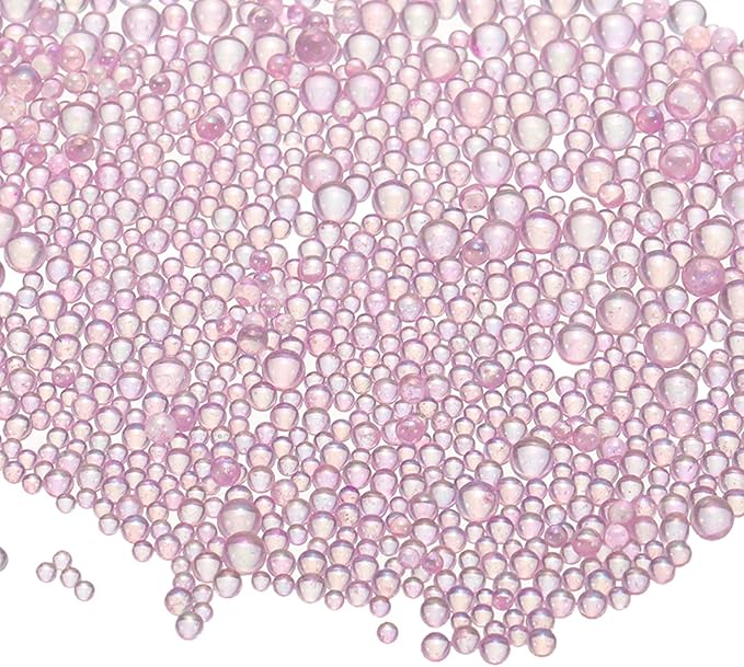Iridescent Glass Tiny Bubble Beads, 0.4-3mm 10g No Hole Micro Mini Round Lilac Water Droplets Beads - Applications: for Resin Filler, Nail Art, Dollhouse Bath Tub