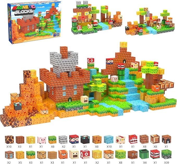 Magnetic Building Blocks for Kids Ages 3-12+, 137PCS STEM Educational Magnet Toys, Magnetic Tiles Build Cubes with Light Game, Ideal Gift for Toddlers Boys Christmas Birthday Girls