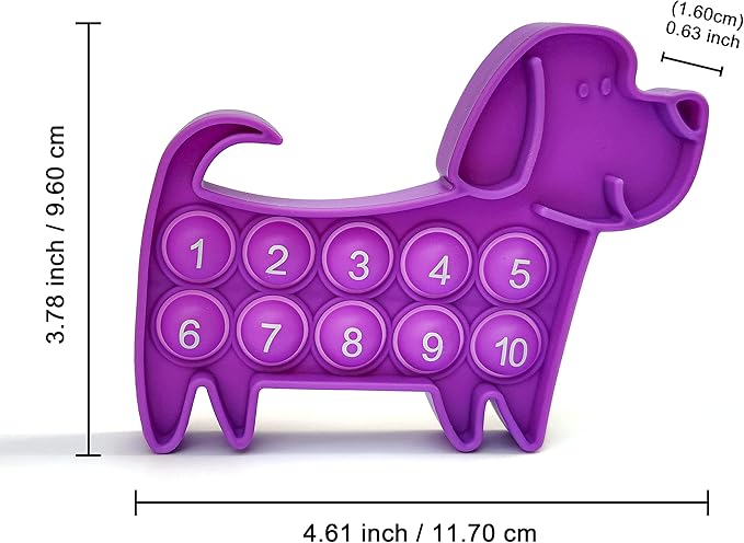 Ten Frame Math Manipulatives - Pop Fidget Toy with Puppy Dog Appearance for Kindergarten Classroom, an Educational Sensory Toy for Kids and Teachers, Double Side 4 Pack Set Included