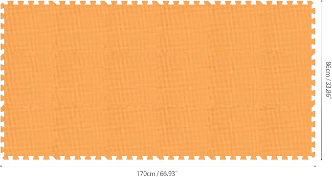 qqpp EVA Rubber 18 Tiles Interlocking Puzzle Foam Floor Mats - Baby Play Mat for Playing | Exercise Mat for Home Workout. Orange. QC-Bb18N