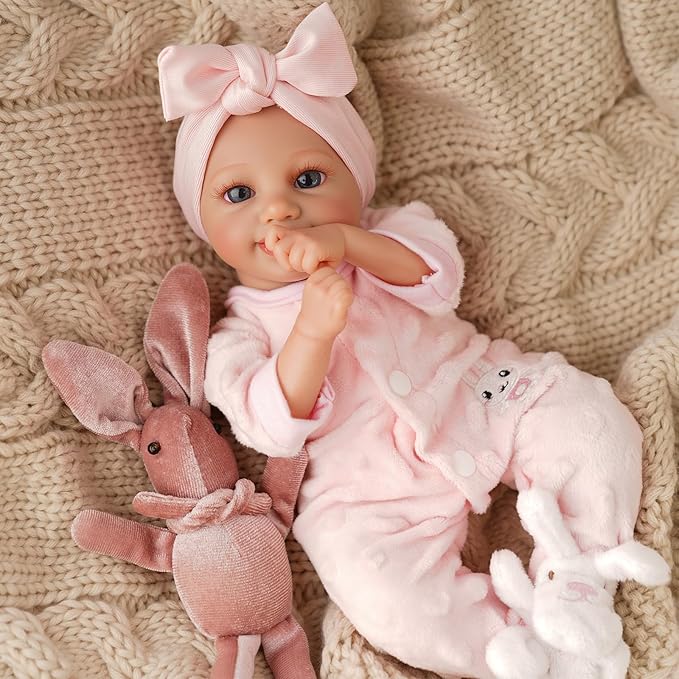 BABESIDE Lifelike Reborn Baby Dolls Sunny -12- Inch Realistic-Newborn Baby Doll Full Body Vinyl Real Life Baby Doll with Toy & Gift for Kids Ages 3+