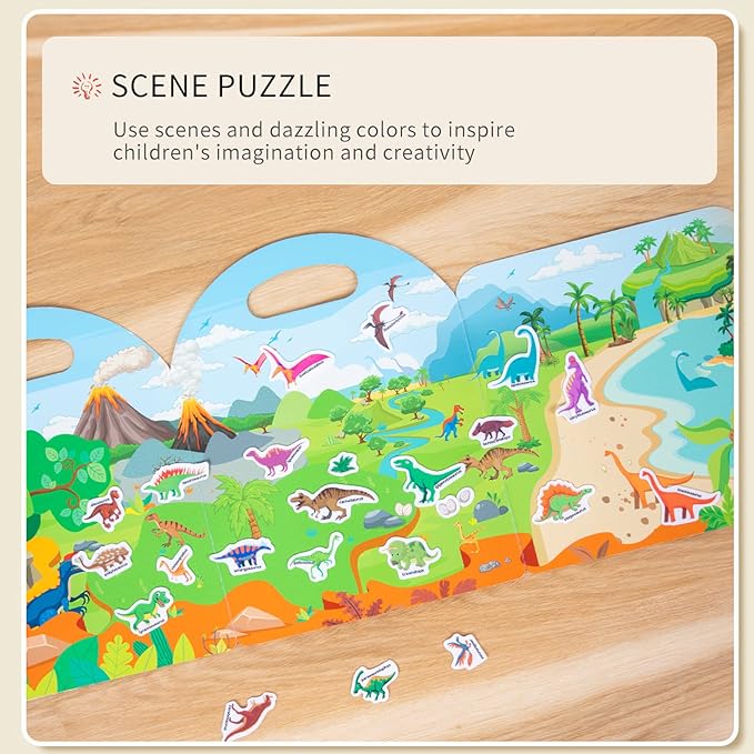 6 Pack Jelly Reusable Sticker Books for Toddlers 1-3 2-4 Years, Portable Travel Toys Sticker Activity Book for Kids 2 3 4 Year Old Girls Boys, Animal Insect Dinosaur Ocean Space Car