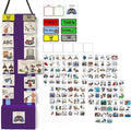 Two Strip Night & Day Daily Schedule Great Visual Behavioral Tool for Structure at Home, School & in The Community. (Purple Magnetic -2 Strips, 133 Icon Plastic Cards)