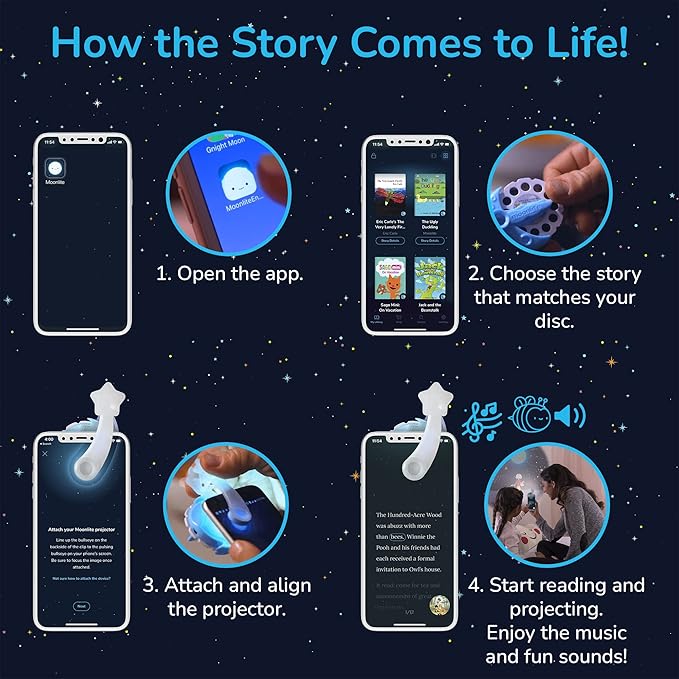 Moonlite Storytime - Ryan's World - Search & Find - A Magical Way to Read Together - Projector Sold Separately - Digital Story w/ Sound FX - Learning Gifts for Kids Ages 1 Year & Up