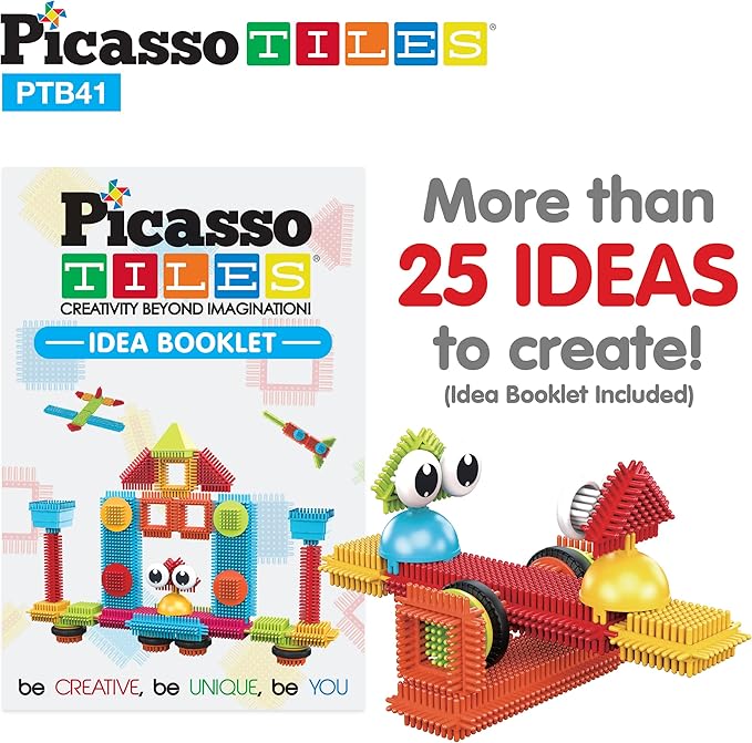 PicassoTiles Toys 41 piece Hedgehog Block Building Blocks Construction Toy Set w/IdeaBook Learning Playset None Magnetic STEM STEAM Educational Kit Child Brain Development Preschool Kindergarten PTB41