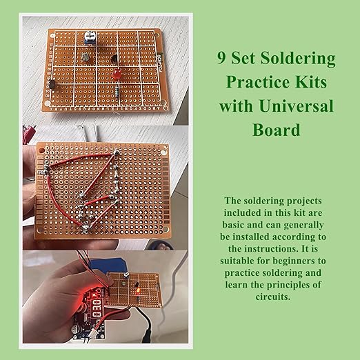 9 Set Soldering Practice Kits with Universal Board